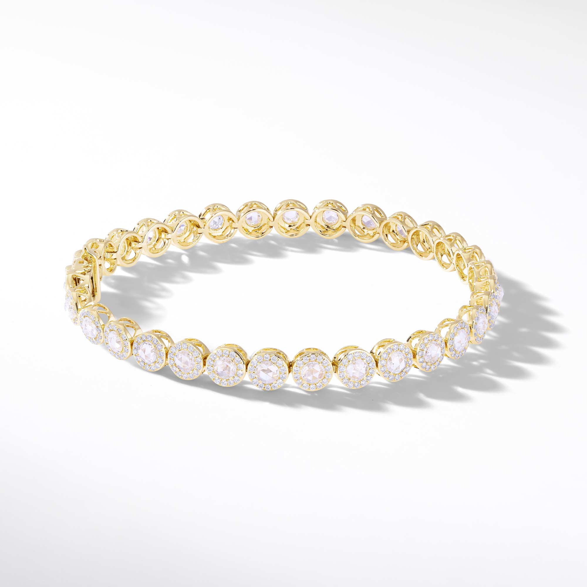 Image of 64Facets Scallop Rose Cut Diamond Tennis Bracelet in 18K Yellow Gold